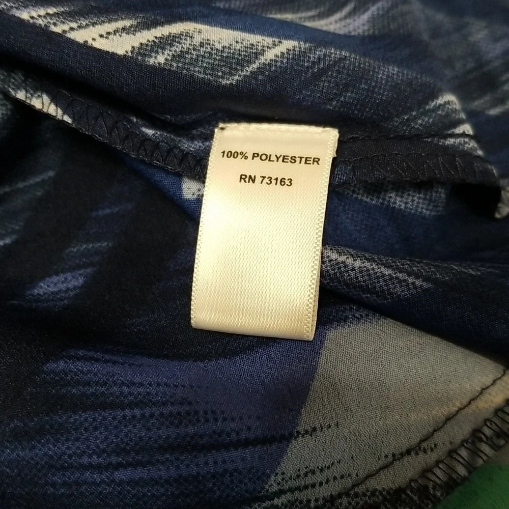 Spense Navy & Aqua Maxi Skirt w/ Abstract Print - Size Medium